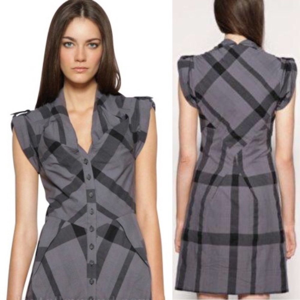 All Saints Gray Plaid Dress 100% cotton